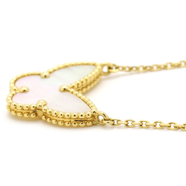 ヴァンクリーフアーペル Van Cleef & Arpels ラッキーアルハンブラ パピヨン ペンダント VCARD99500 イエローゴールド×ホワイト K18YG マザーオブパール ネックレス Au750 蝶 パール