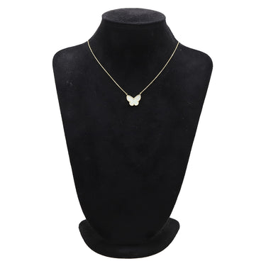 ヴァンクリーフアーペル Van Cleef & Arpels ラッキーアルハンブラ パピヨン ペンダント VCARD99500 イエローゴールド×ホワイト K18YG マザーオブパール ネックレス Au750 蝶 パール