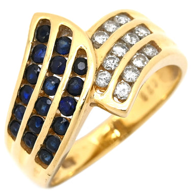 ノンブランド NON BRAND ブルーサファイア ダイヤリング イエローゴールド K18YG サファイア リング 指輪 18K 750 YG 11.5号