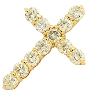 ノンブランド NON BRAND クロス ダイヤ イエローゴールド K18YG ダイヤモンド ペンダントトップ 十字架