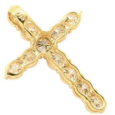 ノンブランド NON BRAND クロス ダイヤ イエローゴールド K18YG ダイヤモンド ペンダントトップ 十字架