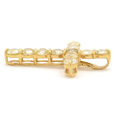 ノンブランド NON BRAND クロス ダイヤ イエローゴールド K18YG ダイヤモンド ペンダントトップ 十字架