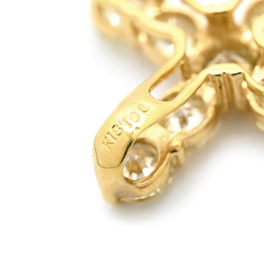 ノンブランド NON BRAND クロス ダイヤ イエローゴールド K18YG ダイヤモンド ペンダントトップ 十字架