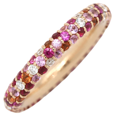 ポンテヴェキオ Ponte Vecchio エテルノ ファミリー フルエタニティ ピンクゴールドXマルチカラー K18PG サファイア ルビー ダイヤモンド リング 指輪 パヴェ 750 ポンペルモ 9号
