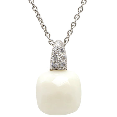 ポメラート Pomellato カプリ ホワイト K18WG ダイヤモンド カルセドニー ネックレス カルセドニー ダイヤ Au750