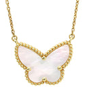 ヴァンクリーフアーペル Van Cleef & Arpels ラッキーアルハンブラ パピヨン ペンダント VCARD99500 イエローゴールド×ホワイト K18YG マザーオブパール ネックレス Au750 蝶 パール