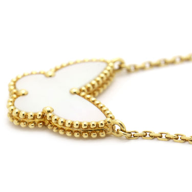 ヴァンクリーフアーペル Van Cleef & Arpels ラッキーアルハンブラ パピヨン ペンダント VCARD99500 イエローゴールド×ホワイト K18YG マザーオブパール ネックレス Au750 蝶 パール