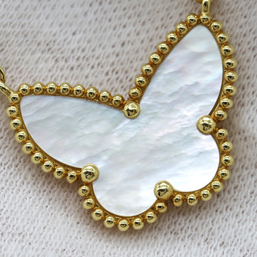 ヴァンクリーフアーペル Van Cleef & Arpels ラッキーアルハンブラ パピヨン ペンダント VCARD99500 イエローゴールド×ホワイト K18YG マザーオブパール ネックレス Au750 蝶 パール