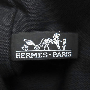 エルメス HERMES パニエドプラージュ PM ブラック コットンキャンバス トートバッグ シルバー金具 黒