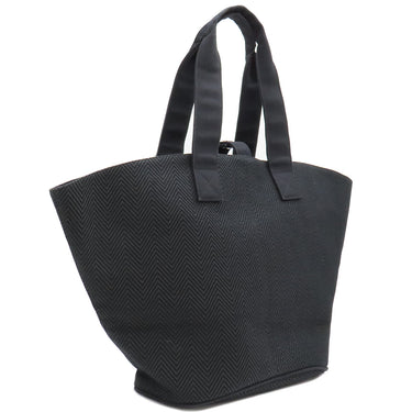 エルメス HERMES パニエドプラージュ PM ブラック コットンキャンバス トートバッグ シルバー金具 黒