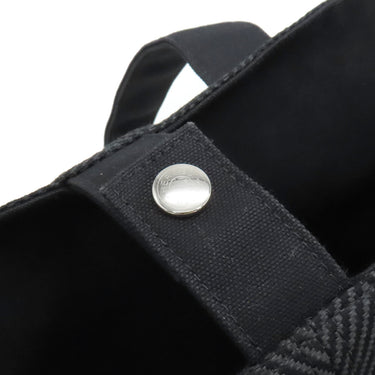 エルメス HERMES パニエドプラージュ PM ブラック コットンキャンバス トートバッグ シルバー金具 黒