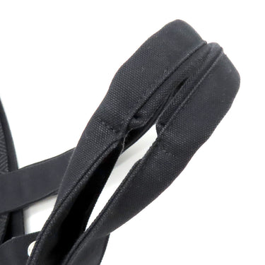 エルメス HERMES パニエドプラージュ PM ブラック コットンキャンバス トートバッグ シルバー金具 黒