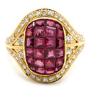 ノンブランド NON BRAND ルビー ダイヤリング イエローゴールド K18YG ルビー ダイヤモンド リング 指輪 レッド 赤 11号