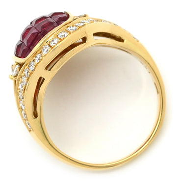 ノンブランド NON BRAND ルビー ダイヤリング イエローゴールド K18YG ルビー ダイヤモンド リング 指輪 レッド 赤 11号