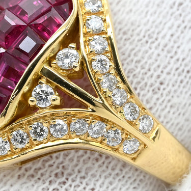 ノンブランド NON BRAND ルビー ダイヤリング イエローゴールド K18YG ルビー ダイヤモンド リング 指輪 レッド 赤 11号