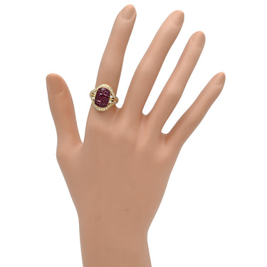 ノンブランド NON BRAND ルビー ダイヤリング イエローゴールド K18YG ルビー ダイヤモンド リング 指輪 レッド 赤 11号