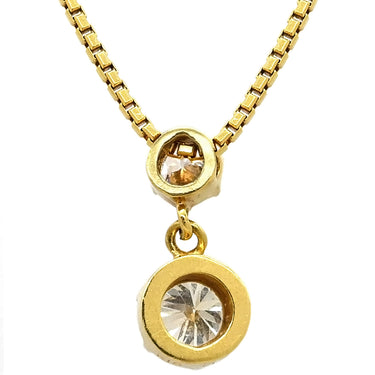 ノンブランド NON BRAND ダイヤペンダント イエローゴールド K18YG ダイヤモンド ネックレス 750 18K 2P 2粒 スイング ドロップ