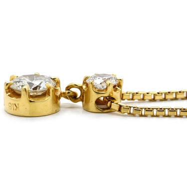 ノンブランド NON BRAND ダイヤペンダント イエローゴールド K18YG ダイヤモンド ネックレス 750 18K 2P 2粒 スイング ドロップ