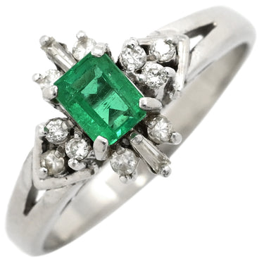 ノンブランド NON BRAND エメラルドリング プラチナシルバー Pt900 エメラルド リング 指輪 ダイヤ 緑 グリーン 13号