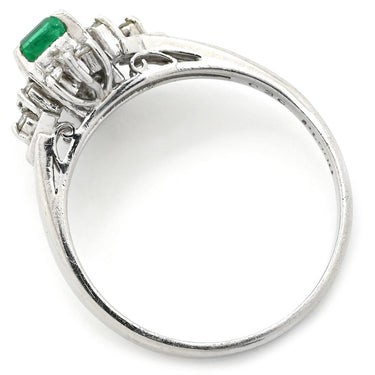 ノンブランド NON BRAND エメラルドリング プラチナシルバー Pt900 エメラルド リング 指輪 ダイヤ 緑 グリーン 13号