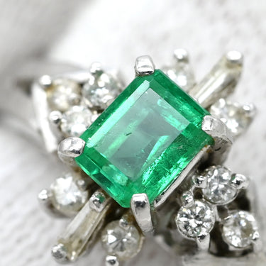 ノンブランド NON BRAND エメラルドリング プラチナシルバー Pt900 エメラルド リング 指輪 ダイヤ 緑 グリーン 13号