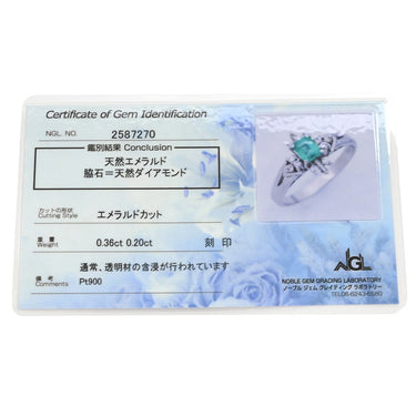 ノンブランド NON BRAND エメラルドリング プラチナシルバー Pt900 エメラルド リング 指輪 ダイヤ 緑 グリーン 13号