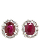 ノンブランド NON BRAND ルビー ダイヤピアス プラチナシルバー×レッド Pt900 ルビー ダイヤモンド ピアス 赤 plat900 オーバル