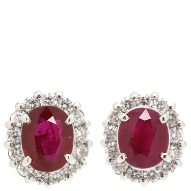 ノンブランド NON BRAND ルビー ダイヤピアス プラチナシルバー×レッド Pt900 ルビー ダイヤモンド ピアス 赤 plat900 オーバル