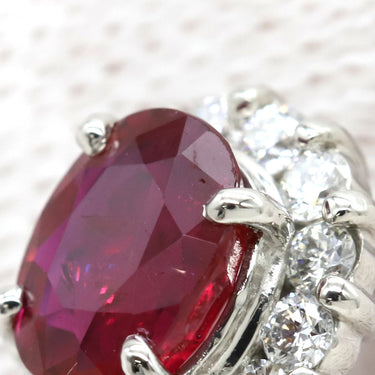 ノンブランド NON BRAND ルビー ダイヤピアス プラチナシルバー×レッド Pt900 ルビー ダイヤモンド ピアス 赤 plat900 オーバル