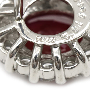 ノンブランド NON BRAND ルビー ダイヤピアス プラチナシルバー×レッド Pt900 ルビー ダイヤモンド ピアス 赤 plat900 オーバル