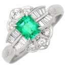 ノンブランド NON BRAND エメラルド ダイヤモンド リング プラチナシルバー Pt900 エメラルド ダイヤモンド リング 指輪 グリーン 緑 13.5号