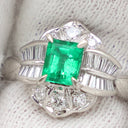 ノンブランド NON BRAND エメラルド ダイヤモンド リング プラチナシルバー Pt900 エメラルド ダイヤモンド リング 指輪 グリーン 緑 13.5号