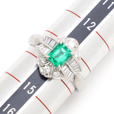 ノンブランド NON BRAND エメラルド ダイヤモンド リング プラチナシルバー Pt900 エメラルド ダイヤモンド リング 指輪 グリーン 緑 13.5号