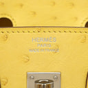 エルメス HERMES バーキン25 ミモザ オーストリッチ ハンドバッグ シルバー金具 黄色