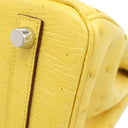 エルメス HERMES バーキン25 ミモザ オーストリッチ ハンドバッグ シルバー金具 黄色