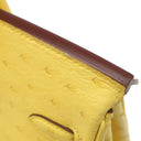 エルメス HERMES バーキン25 ミモザ オーストリッチ ハンドバッグ シルバー金具 黄色
