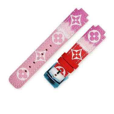 ルイヴィトン LOUIS VUITTON 純正 タンブール用 R17279 ピンク PVC 牛革 純正ステンレススチール製尾錠 腕時計パーツ 未使用 替え ベルト ストラップ 18mm LVエスカル モノグラム 尾錠付き SS