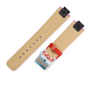 ルイヴィトン LOUIS VUITTON 純正 タンブール用 R17279 ピンク PVC 牛革 純正ステンレススチール製尾錠 腕時計パーツ 未使用 替え ベルト ストラップ 18mm LVエスカル モノグラム 尾錠付き SS