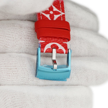 ルイヴィトン LOUIS VUITTON 純正 タンブール用 R17279 ピンク PVC 牛革 純正ステンレススチール製尾錠 腕時計パーツ 未使用 替え ベルト ストラップ 18mm LVエスカル モノグラム 尾錠付き SS