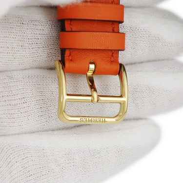 エルメス HERMES 純正 オレンジ レザー GP 腕時計パーツ 未使用 ストラップ ベルト バンド 20ｍｍ オレンジ 橙 尾錠付 金具付 SS イエローGP