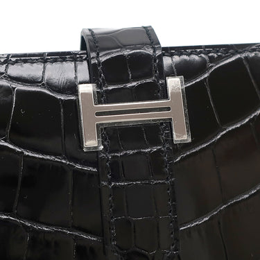 エルメス HERMES ベアンスフレ ブラック アリゲーター 長財布 シルバー金具 新品 未使用 黒 クロコ 二つ折り財布