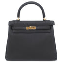 エルメス HERMES ケリー25 内縫い ブラック トゴ 2WAYバッグ ゴールド金具 黒 ショルダー