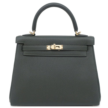 エルメス HERMES ケリー25 内縫い ニューヴェールフォンセ トゴ 2WAYバッグ ゴールド金具 深緑 ショルダー ハンドバッグ