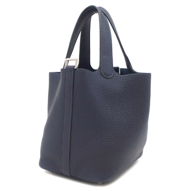 エルメス HERMES ピコタンロックPM ブルーニュイ トリヨンクレマンス ハンドバッグ シルバー金具 紺