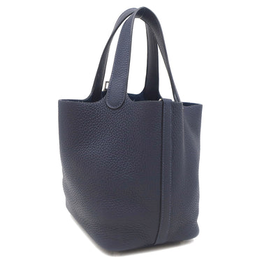 エルメス HERMES ピコタンロックPM ブルーニュイ トリヨンクレマンス ハンドバッグ シルバー金具 紺