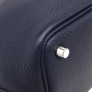エルメス HERMES ピコタンロックPM ブルーニュイ トリヨンクレマンス ハンドバッグ シルバー金具 紺