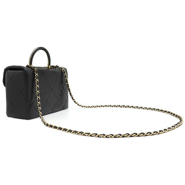 シャネル CHANEL マトラッセ トップハンドル スモール AS4470 ブラック カーフ 2WAYバッグ ゴールド金具 黒 チェーンショルダー