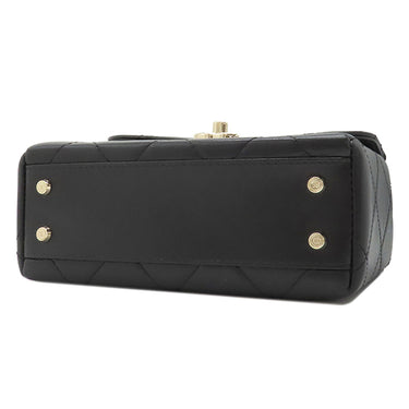 シャネル CHANEL マトラッセ トップハンドル スモール AS4470 ブラック カーフ 2WAYバッグ ゴールド金具 黒 チェーンショルダー