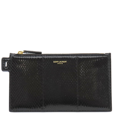 サンローラン SAINT LAURENT チェーンポーチ 669907 ブラック レザー ポーチ ゴールド金具 黒 パイソン型押し