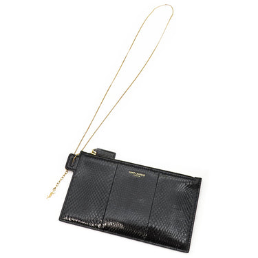 サンローラン SAINT LAURENT チェーンポーチ 669907 ブラック レザー ポーチ ゴールド金具 黒 パイソン型押し